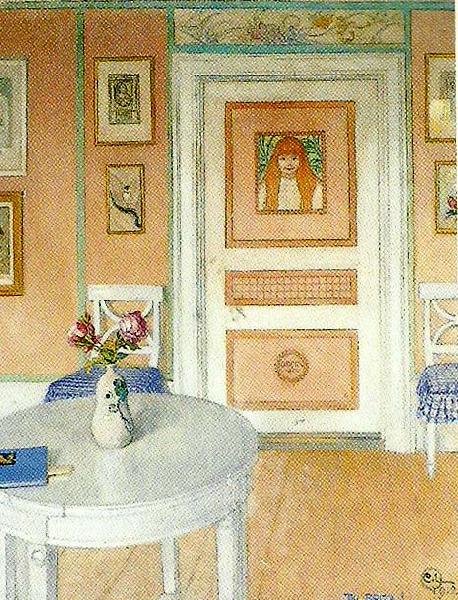 Carl Larsson rosor-rosorna-formaket Sweden oil painting art